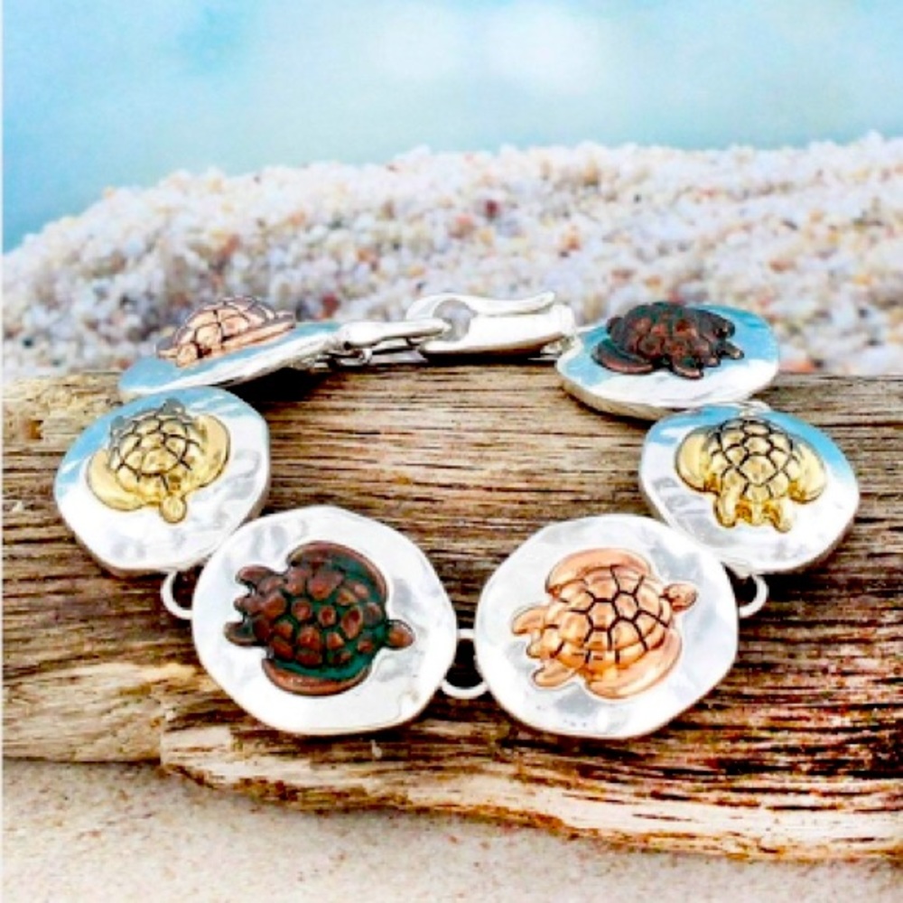 Tri-Tone and Patina Sea Turtle Oval Disk